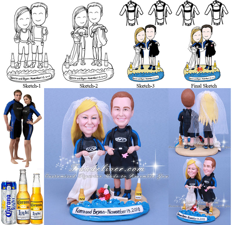 Taking Off Wedding Attire and Heading Diving Cake Toppers